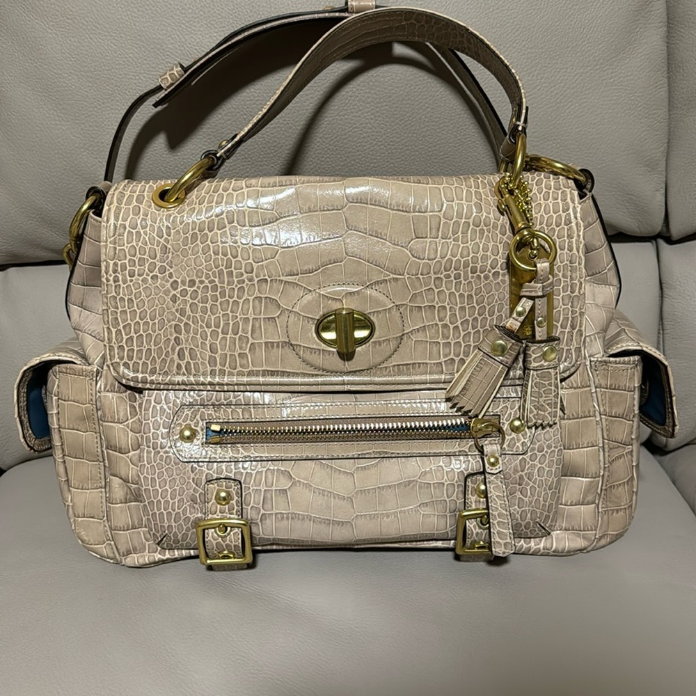 Coach Sydney Embossed exotic Croc flap satchel handbag